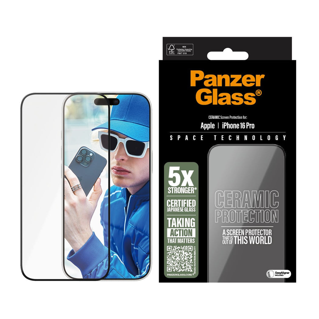 PanzerGlass® Ultra-Wide Fit Ceramic Screen Protector For iPhone 16 Pro - Clear