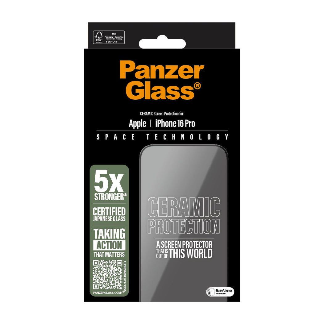 PanzerGlass® Ultra-Wide Fit Ceramic Screen Protector For iPhone 16 Pro - Clear