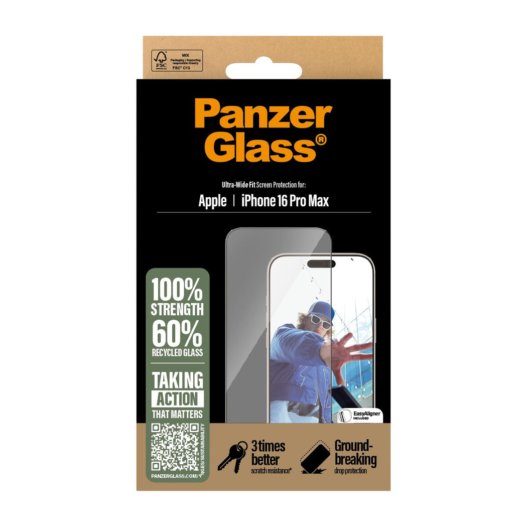 PanzerGlass® Ultra-Wide Fit Screen Protector For iPhone 16 Pro Max - Clear