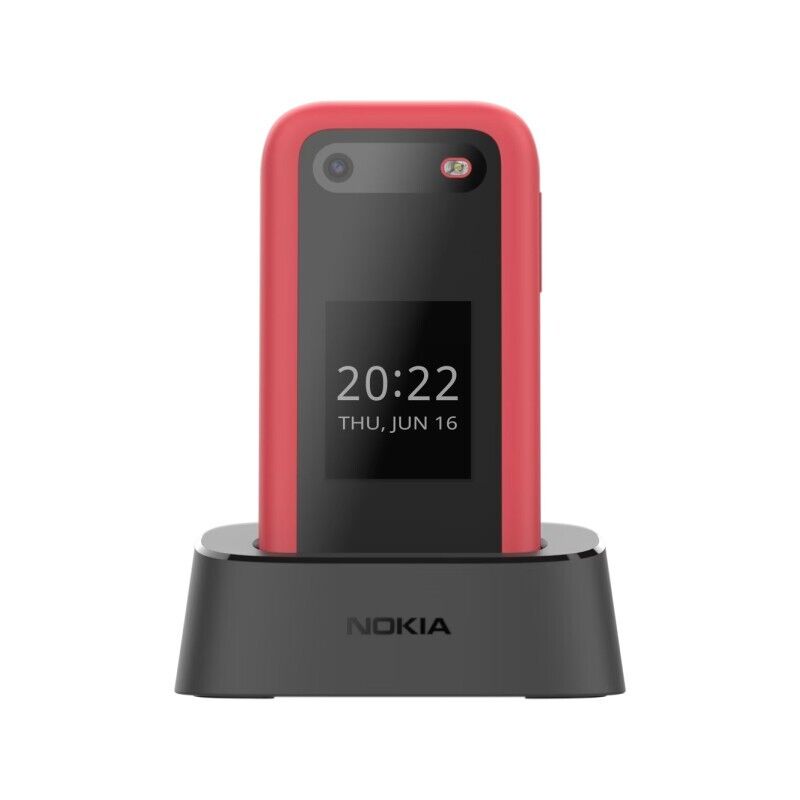 Nokia 2660 Flip (Dual Sim, 2.8", 32GB, 4G) Cradle Bundle - Red