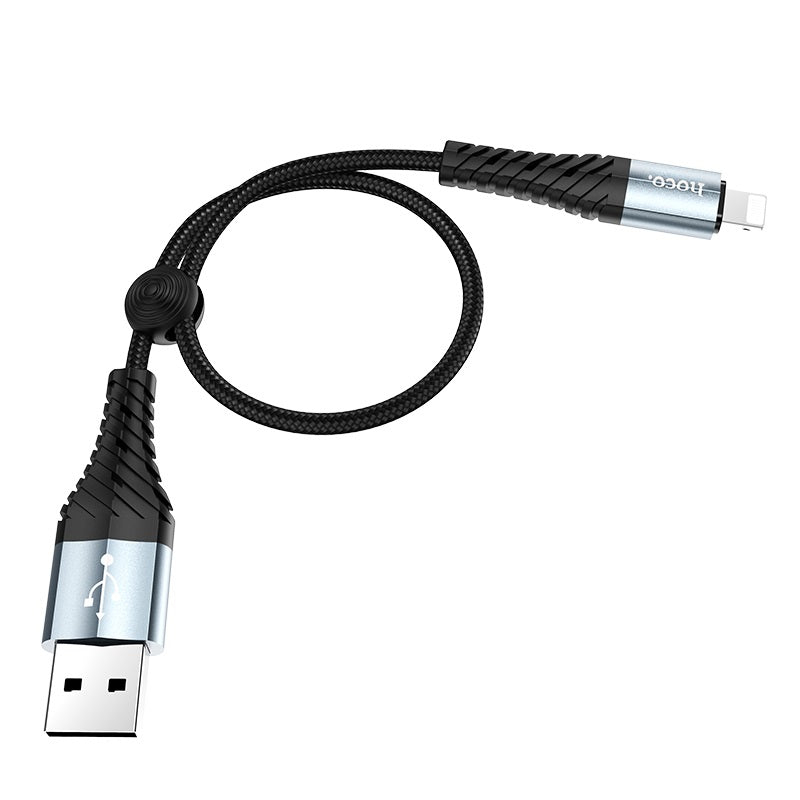 Hoco X38 2.4A Fast Charging USB-A to USB-C Anti-Bend Braided Cable 25cm