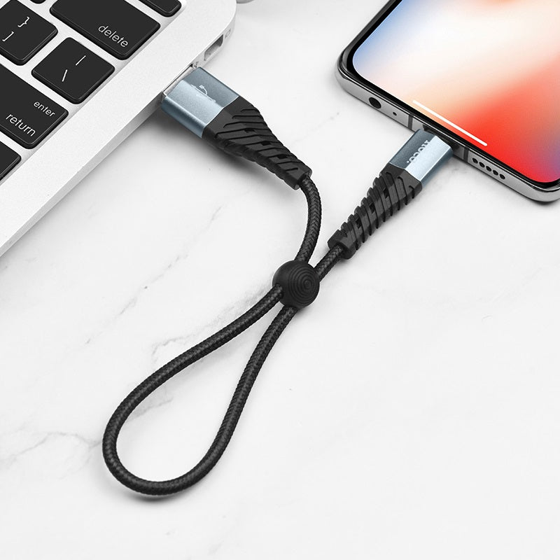 Hoco X38 2.4A Fast Charging USB-A to USB-C Anti-Bend Braided Cable 25cm