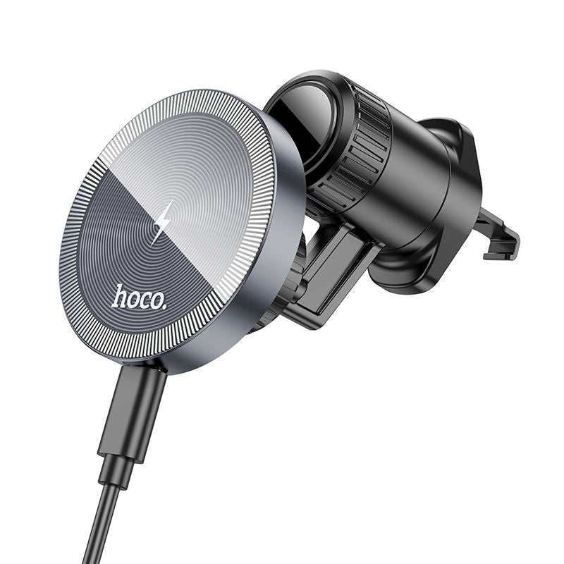 Hoco HW6 15W Vision Metal Magnetic Wireless Charging Air Vent Car Holder - Black