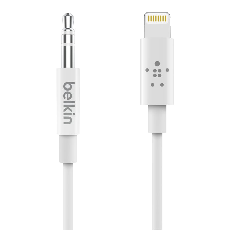 Belkin 3.5mm Audio Cable with Lightning Connector, 6 foot for Apple Devices - White