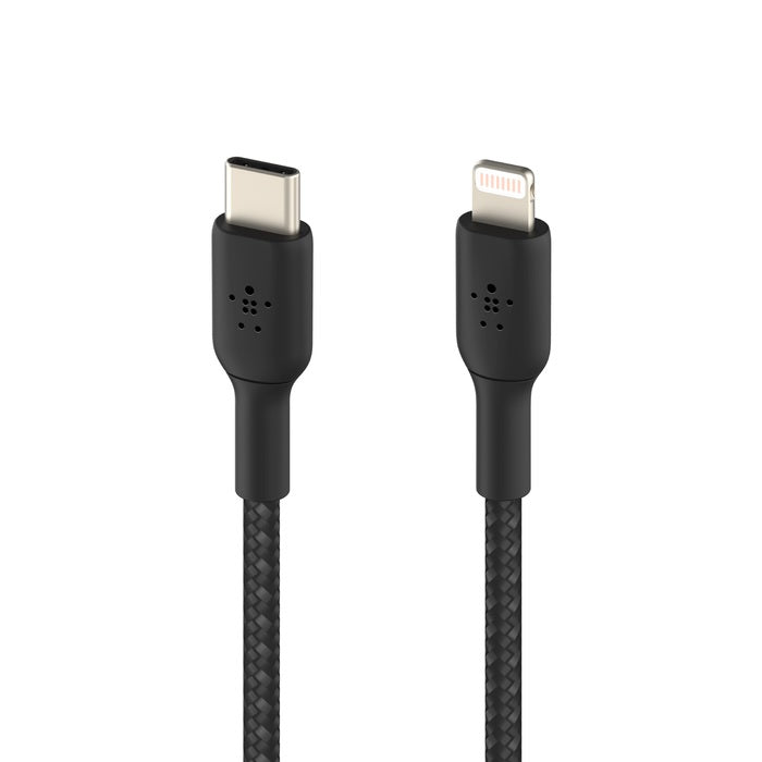 Belkin BoostCharge Braided Lightning to USB-C Cable (1m/3.3ft) - Black