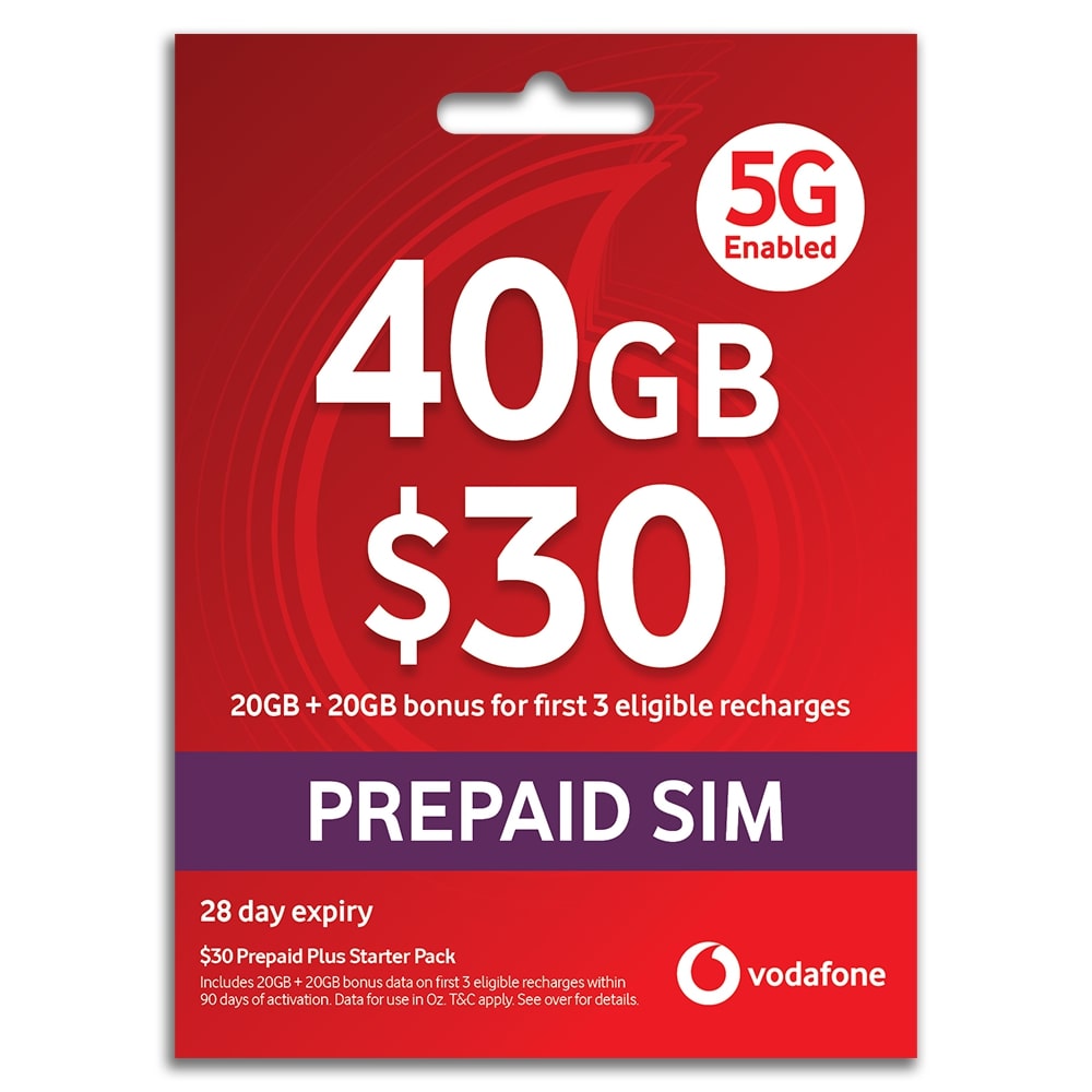 VODAFONE $30 Prepaid Sim Starter - Unlimited Calls & Text