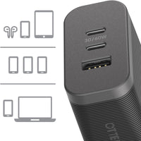 Thumbnail for OtterBox USB-C 72W Triple Port Premium P\ro Fast Wall Charger - Black