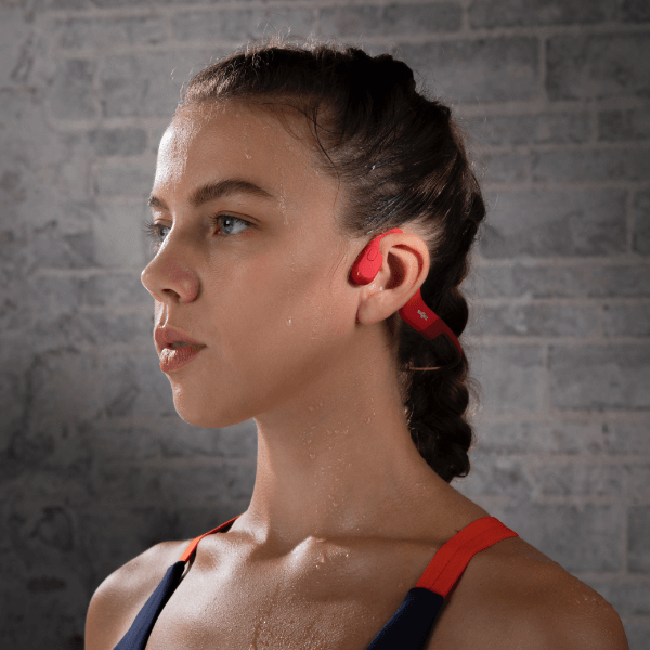 Shokz OpenRun Bone Conduction Open-Ear Endurance Headphones - Red