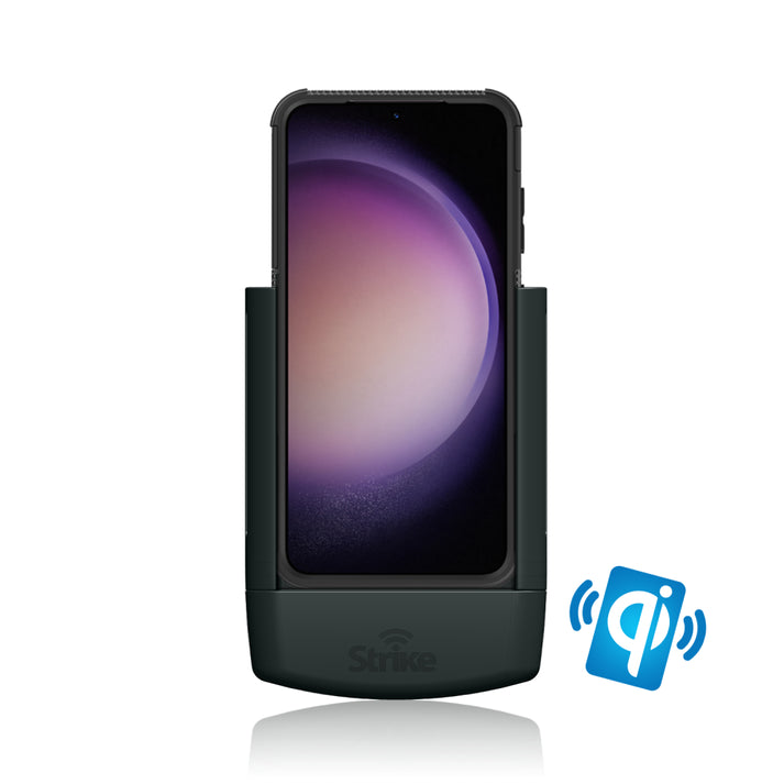 Samsung Wireless Charging Car Phone Holder with Strike Rugged Case for Galaxy S23 - Black
