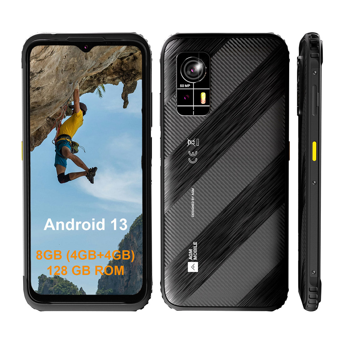 AGM H6 Lite Rugged Smartphone 4G (Dual Sim, 128GB/4GB, 6.52'', IP69) - Black