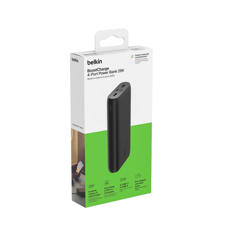 Belkin Boostcharge Power Bank 4 Port 26k 32W Black