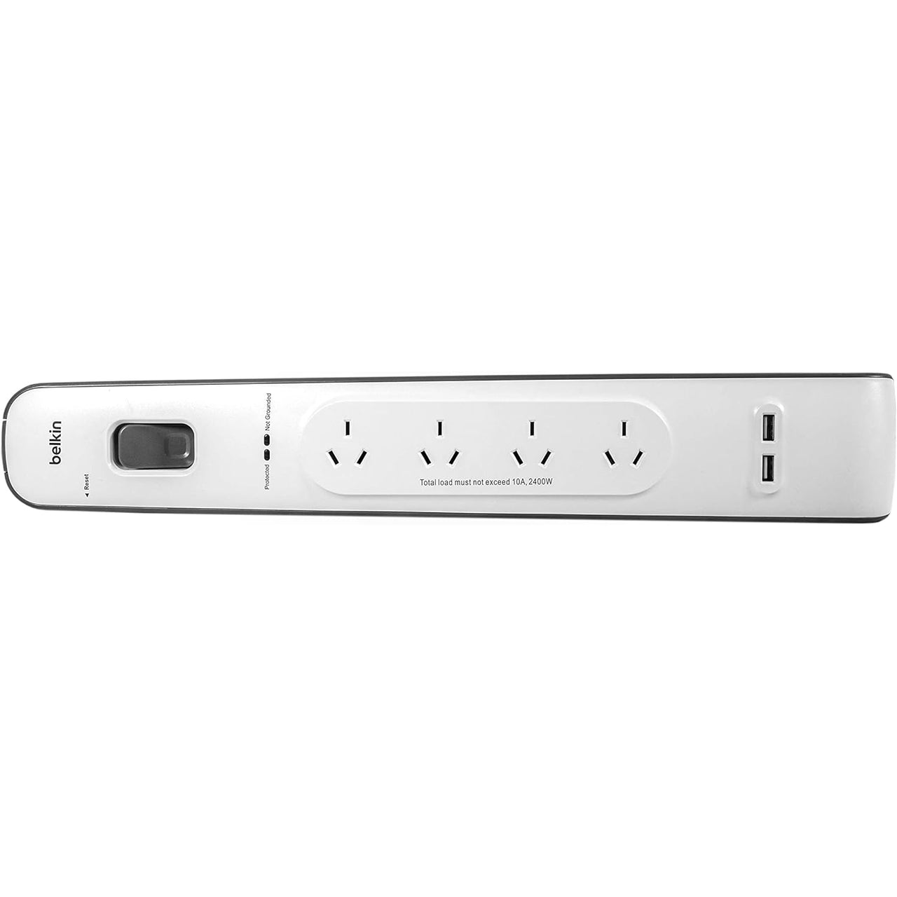 Belkin 4-Outlet Surge Protector Powerboard with 2Meter Lead 2 x USB Charging Ports  - White/Grey