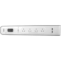 Thumbnail for Belkin 4-Outlet Surge Protector Powerboard with 2Meter Lead 2 x USB Charging Ports  - White/Grey