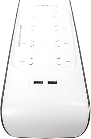 Belkin 8-outlet Surge Protection Powerbaord 2 x USB Charging Ports - White/Grey