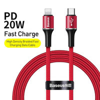 Thumbnail for Baseus Halo USB C to Lightning Cable 18W - RED