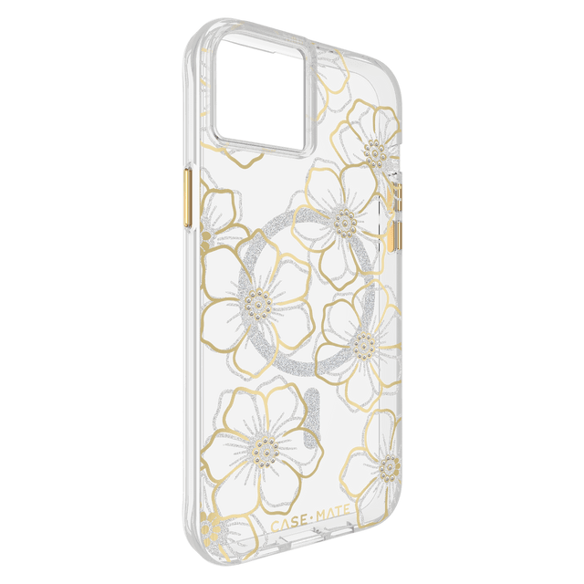 Case-Mate Floral Gems MagSafe Case For iPhone 15 Plus - Gold