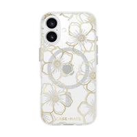 Thumbnail for Case-Mate Floral Gems MagSafe Case for iPhone 16 - Gold