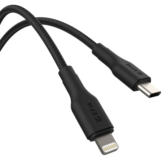 EFM Type-C to Lightning Braided Power and Data 1M Cable - Black