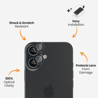 Thumbnail for EFM Camera Lens Screen Armour for iPhone 16 and 16 Plus - Clear