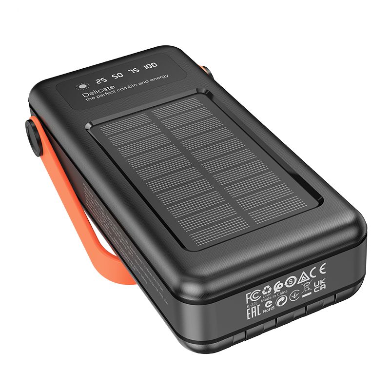 Hoco DB33 Plus 30000mAh 22.5W Sun Solar With Build in Cable Power Bank - Black