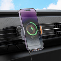 Thumbnail for Hoco HW7 15W Transparent Wireless Fast Charging Air Vent Car Holder - Black