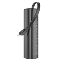 Thumbnail for Hoco J113 Mini 5000 mAh Ultra Portable Power Bank w/ Built-in Lightning Cable - Black