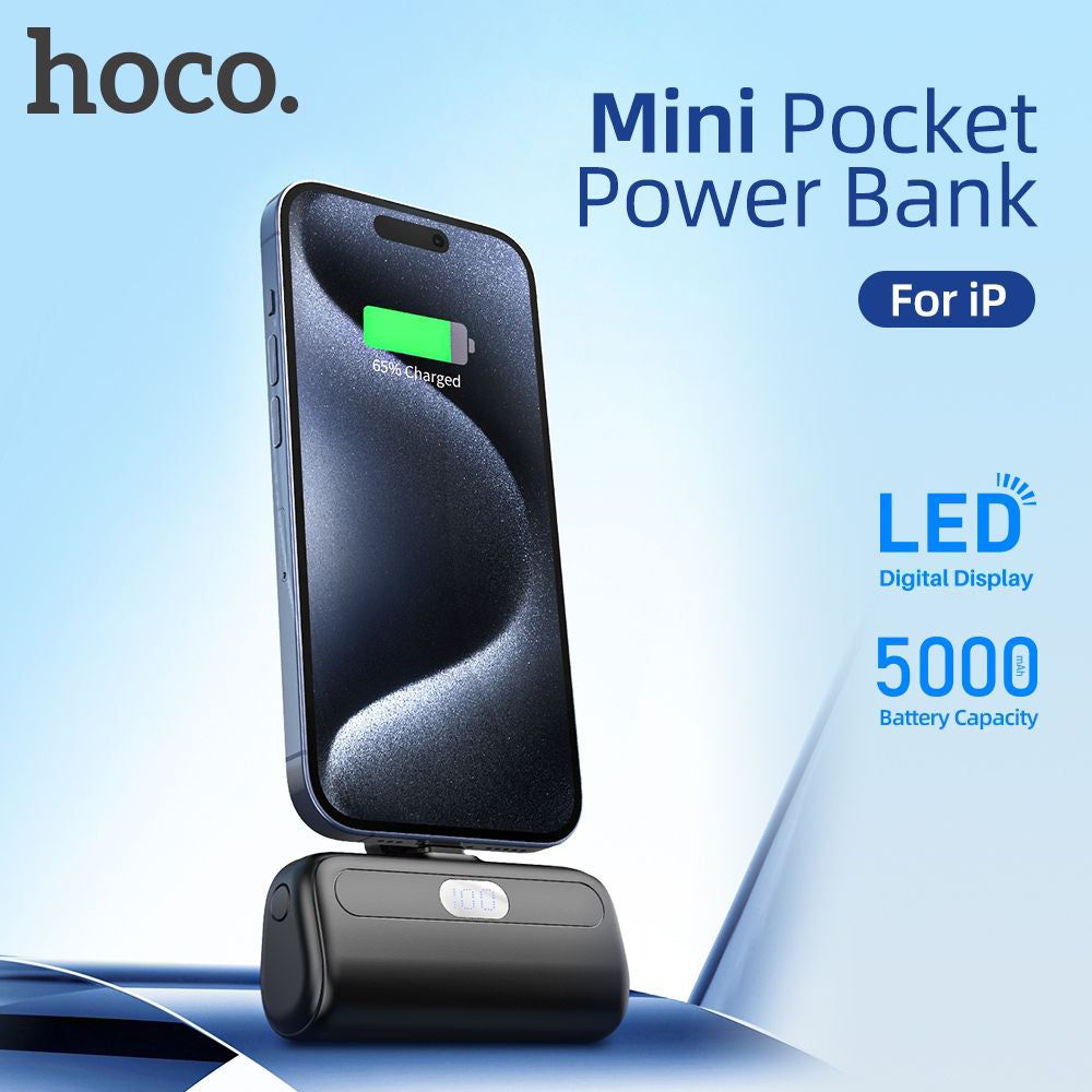 Hoco J116 5000mAh Pocket Power Bank with lightning Connector - White