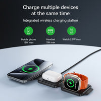 Thumbnail for Hoco CQ4 3 in 1 Folding Magnetic Wireless Fast Charger - Black