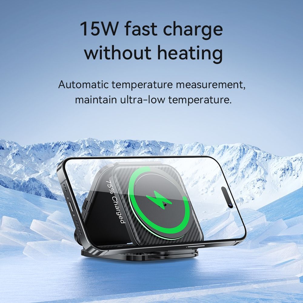 Hoco CQ4 3 in 1 Folding Magnetic Wireless Fast Charger - Black