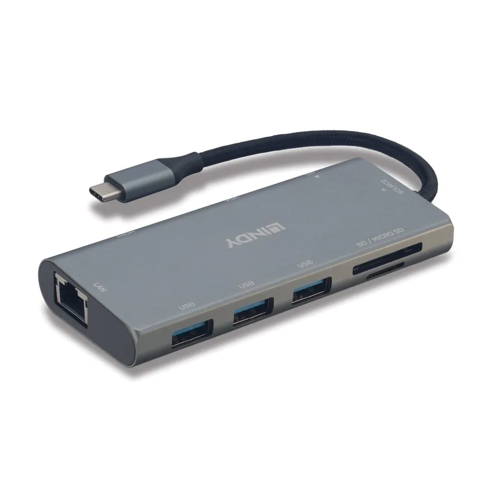 Lindy USB-C Laptop Mini Docking Station with 4K HDMI, VGA and 100W Pass-Through Charging