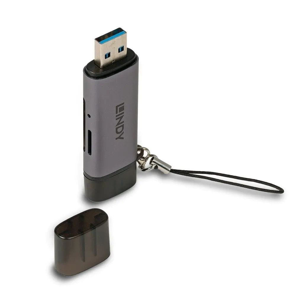 Lindy USBC A SD / Micro SD Card Reader - Grey