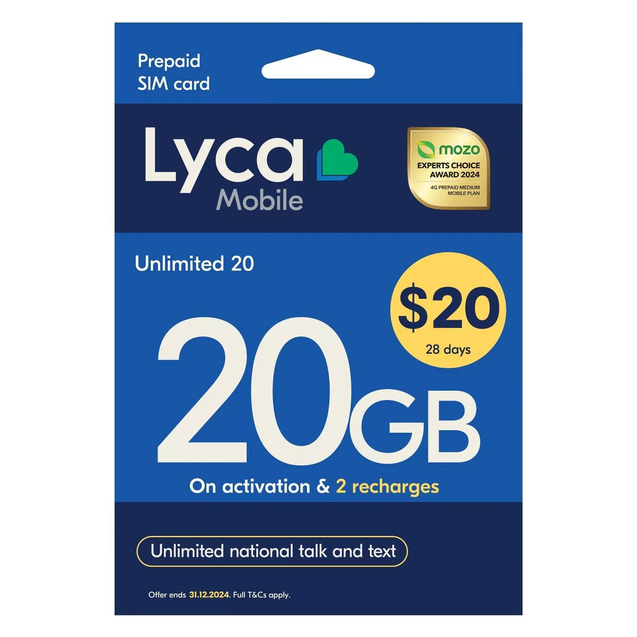 LycaMobile Prepaid SIM Card $20