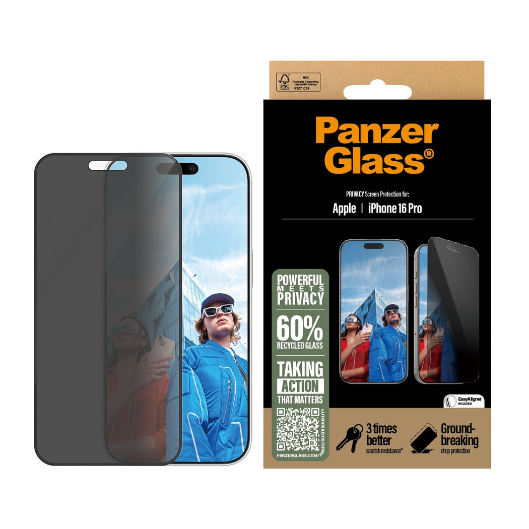 PanzerGlass®Ultra-Wide Fit Privacy Screen Protector For iPhone 16 Pro - Black