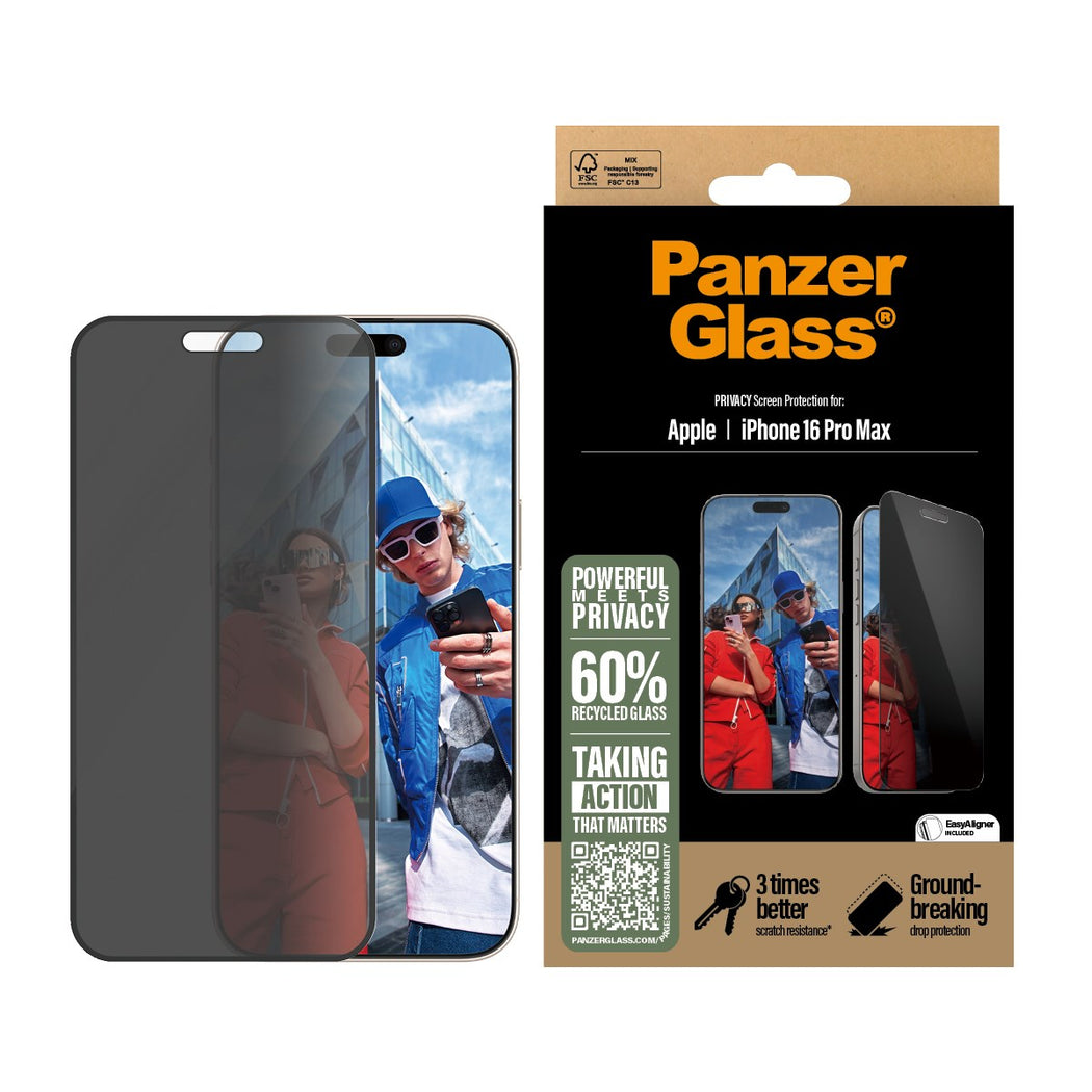 PanzerGlass®Ultra-Wide Fit Privacy Screen Protector For iPhone 16 Pro Max - Clear