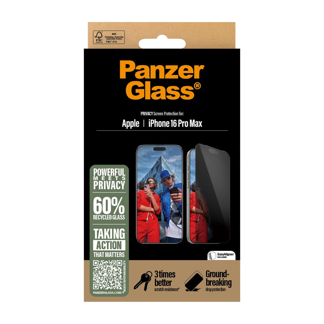 PanzerGlass®Ultra-Wide Fit Privacy Screen Protector For iPhone 16 Pro Max - Clear