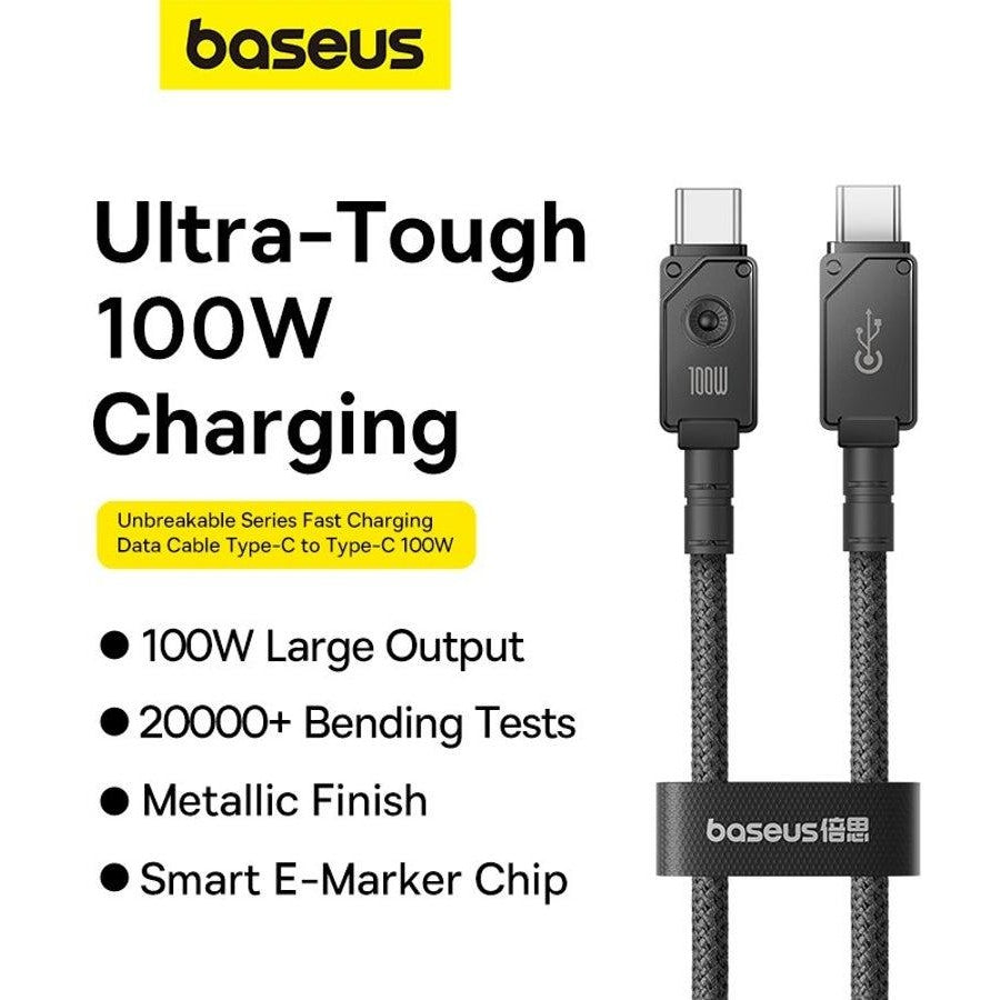 Baseus USB-C to USB-C 100W Aramid Fiber Unbreakable Series Fast Charging Braided Data Cable 1M