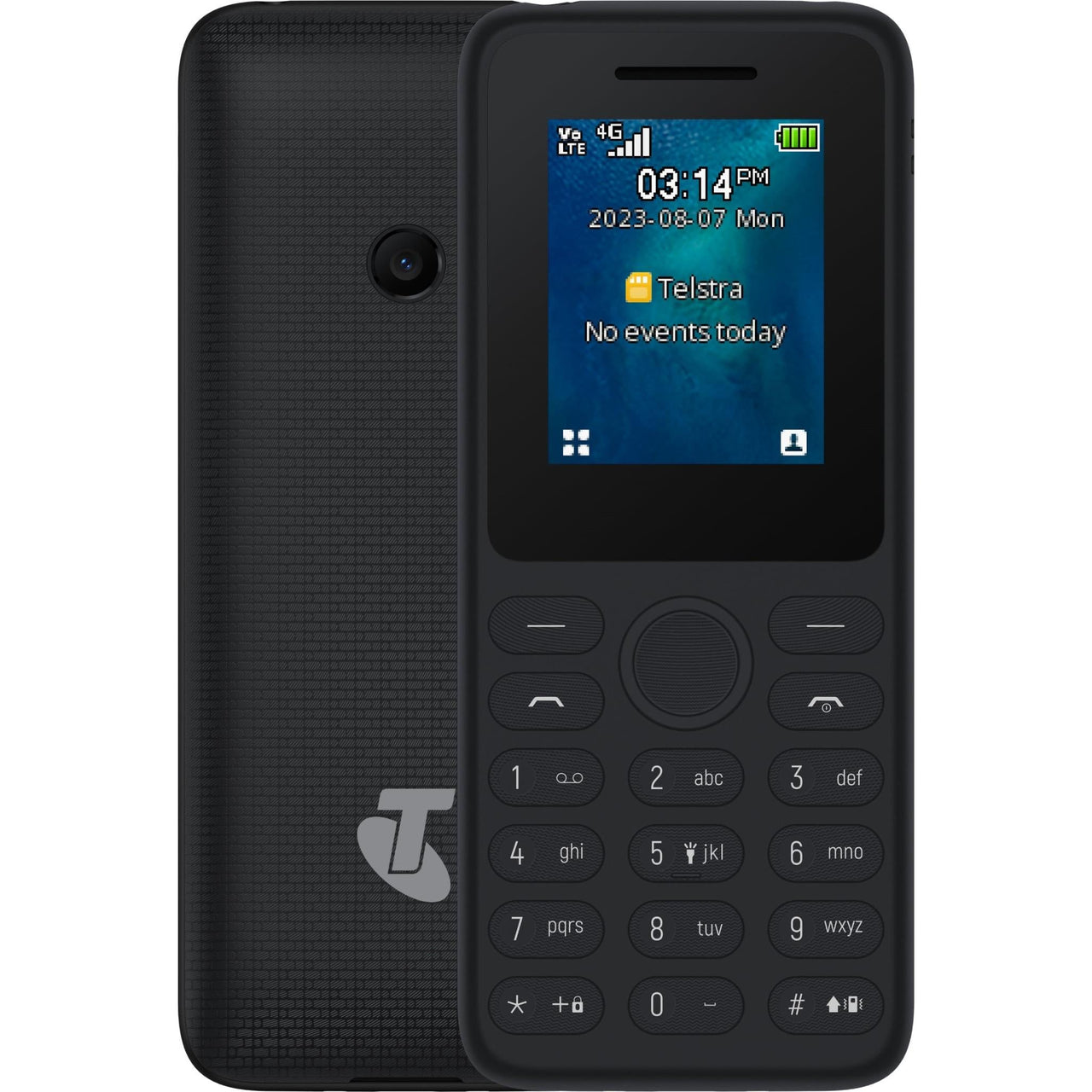 Telstra T-Lite (Lite 4) 4G 4GX Seniors Push Button VoLTE Blue Tick TCL T311A - Black