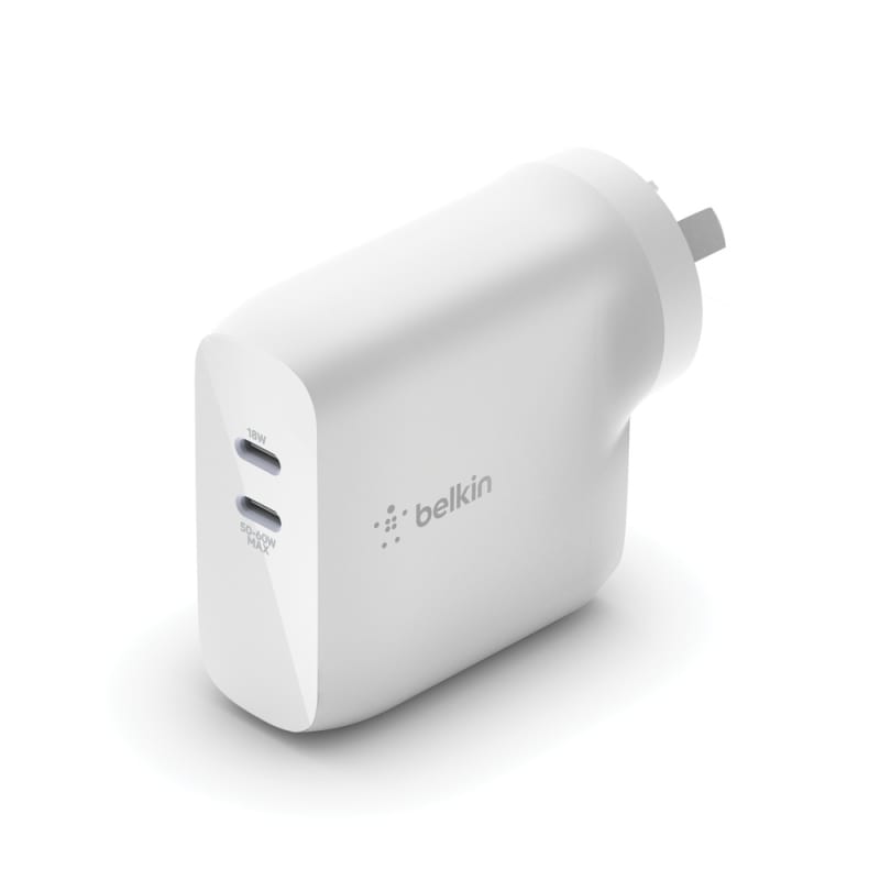 Belkin BOOSTCHARGE Dual USB-C GaN Wall Charger 68W Universally - White