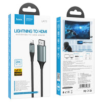 Thumbnail for Hoco iPhone/ iPad Lightning to HDMI 2M Long 4K Adapter Cable Cord UA15 - Black