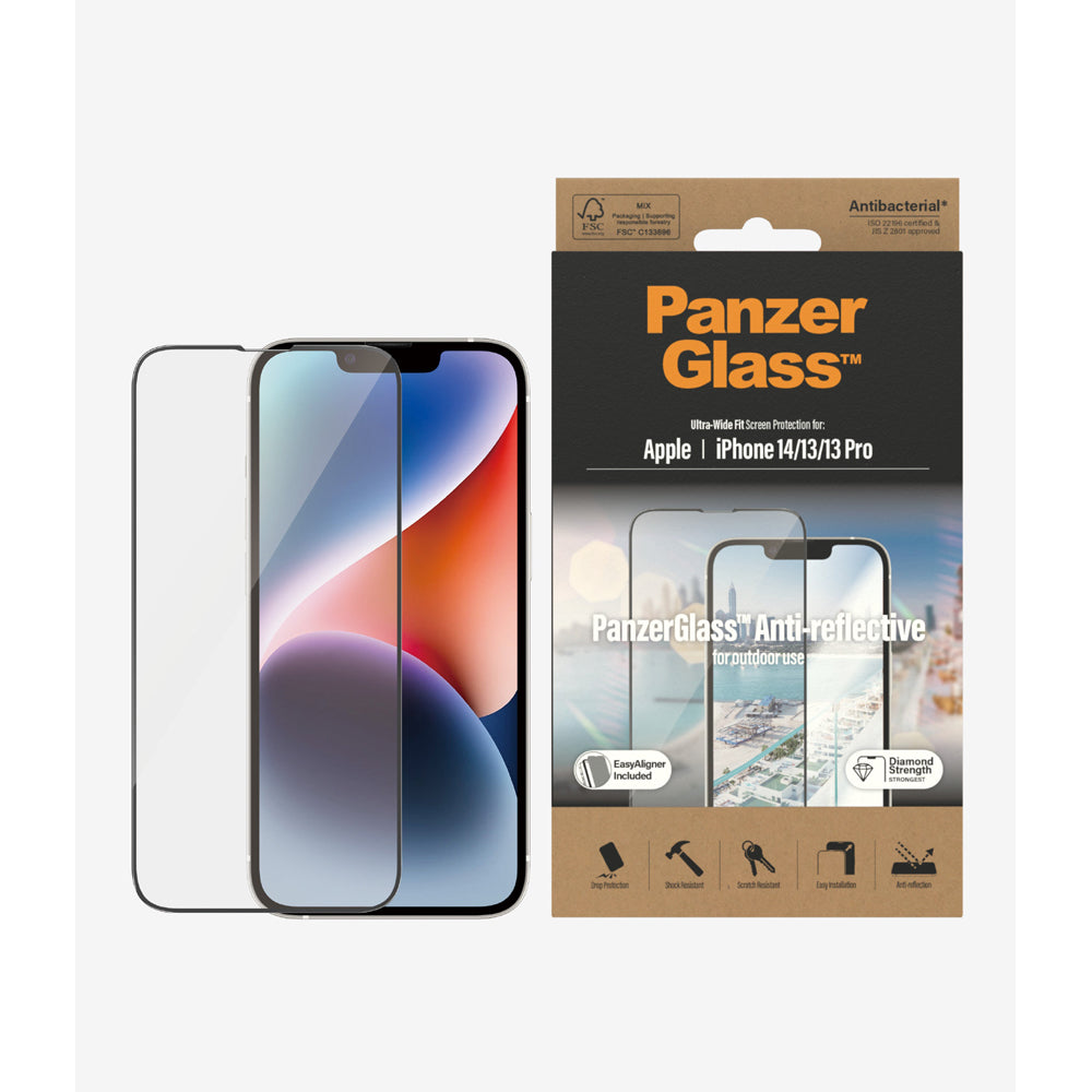 PanzerGlass Apple iPhone 14/13/13 Pro Anti-Reflective Screen Protector Ultra-Wide Fit