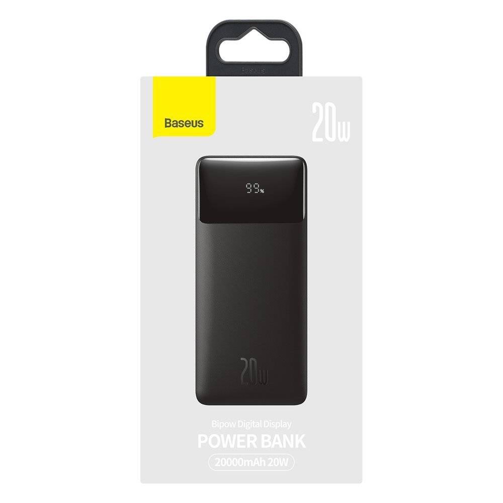 Baseus 20W 20000mAh Bipow Digital Display Power bank - Black