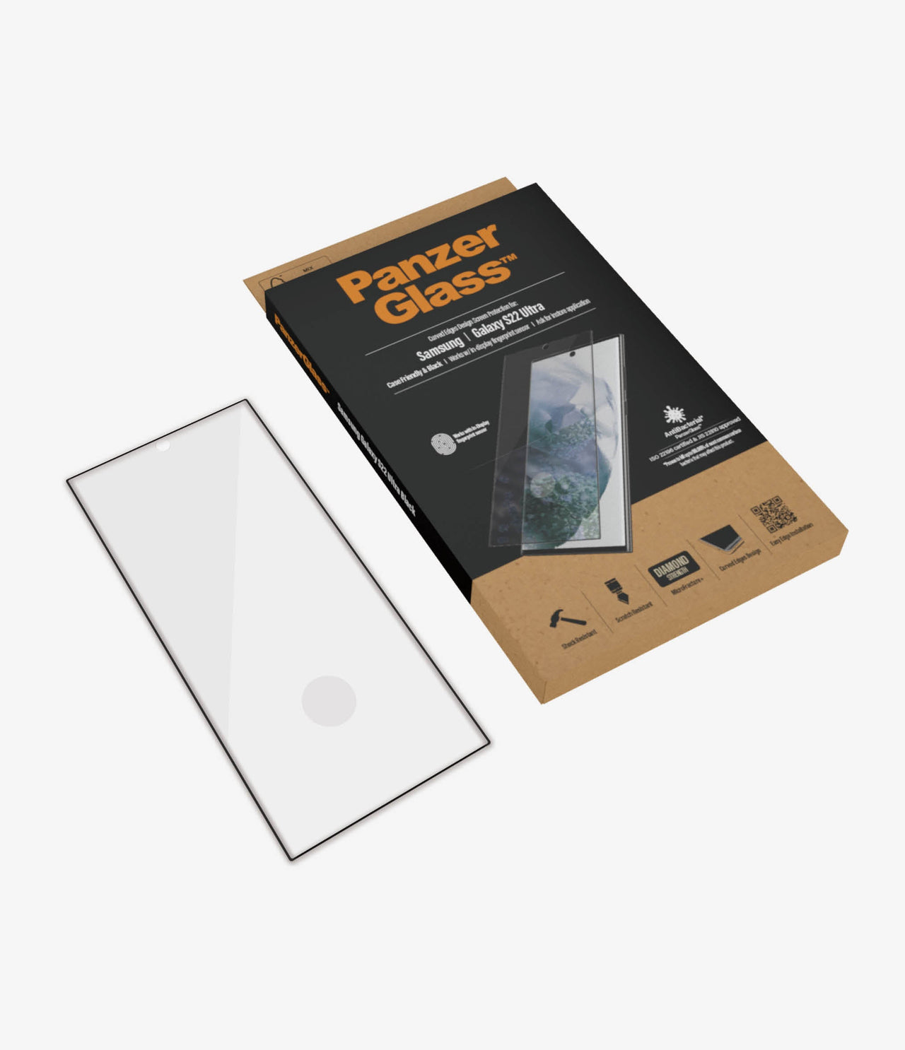 PanzerGlass Glass Screen Protector for Samsung S22 Ultra - Black