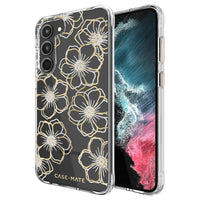 Thumbnail for Case-Mate Floral Gems Antimicrobial Case for Samsung Galaxy S23+ - Clear/ Gold