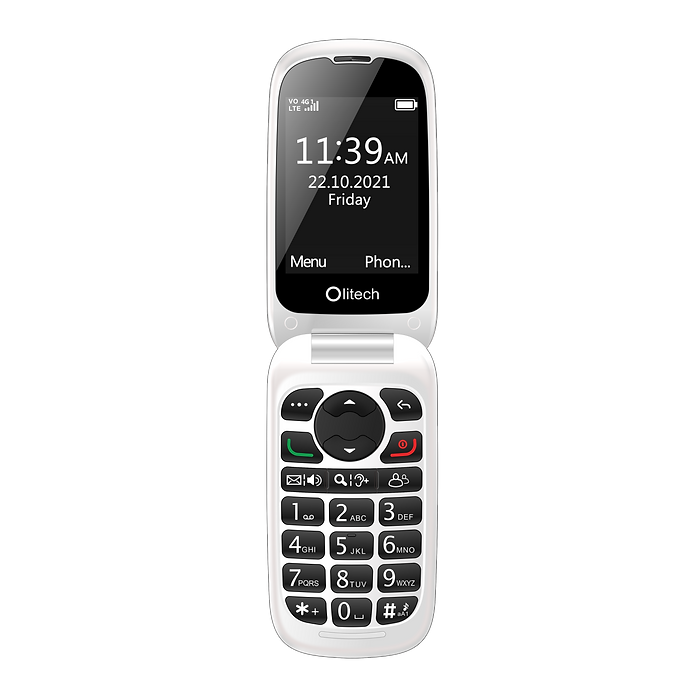 Open Box Olitech Easy Flip 2 4G Seniors Phone Big Buttons GPS Location - Black/White