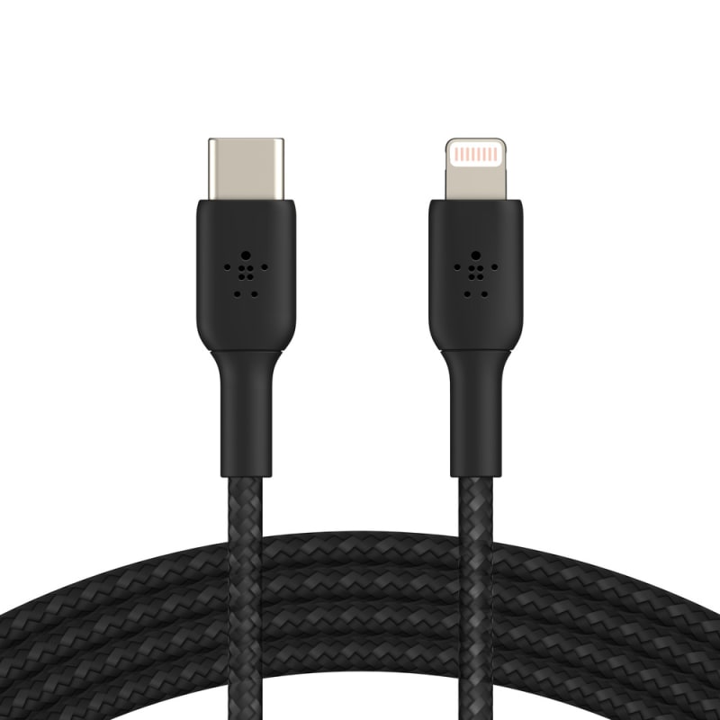 Belkin BoostCharge USB-C to Lightning Braided Cable for Apple Devices - Black