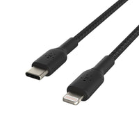 Thumbnail for Belkin BoostCharge USB-C to Lightning Braided Cable for Apple Devices - Black