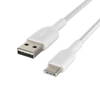 Thumbnail for Belkin BoostCharge USB-A to USB-C Braided Cable, 2m Universally Compatible - White