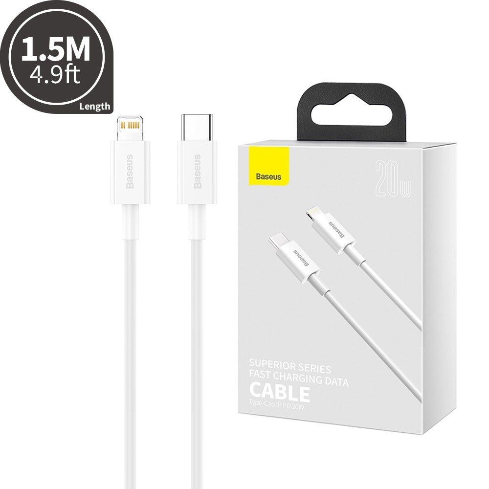 Baseus Superior Series Fast Charging Data Cable USB-C  to Lightning PD 20W 1.5M - White
