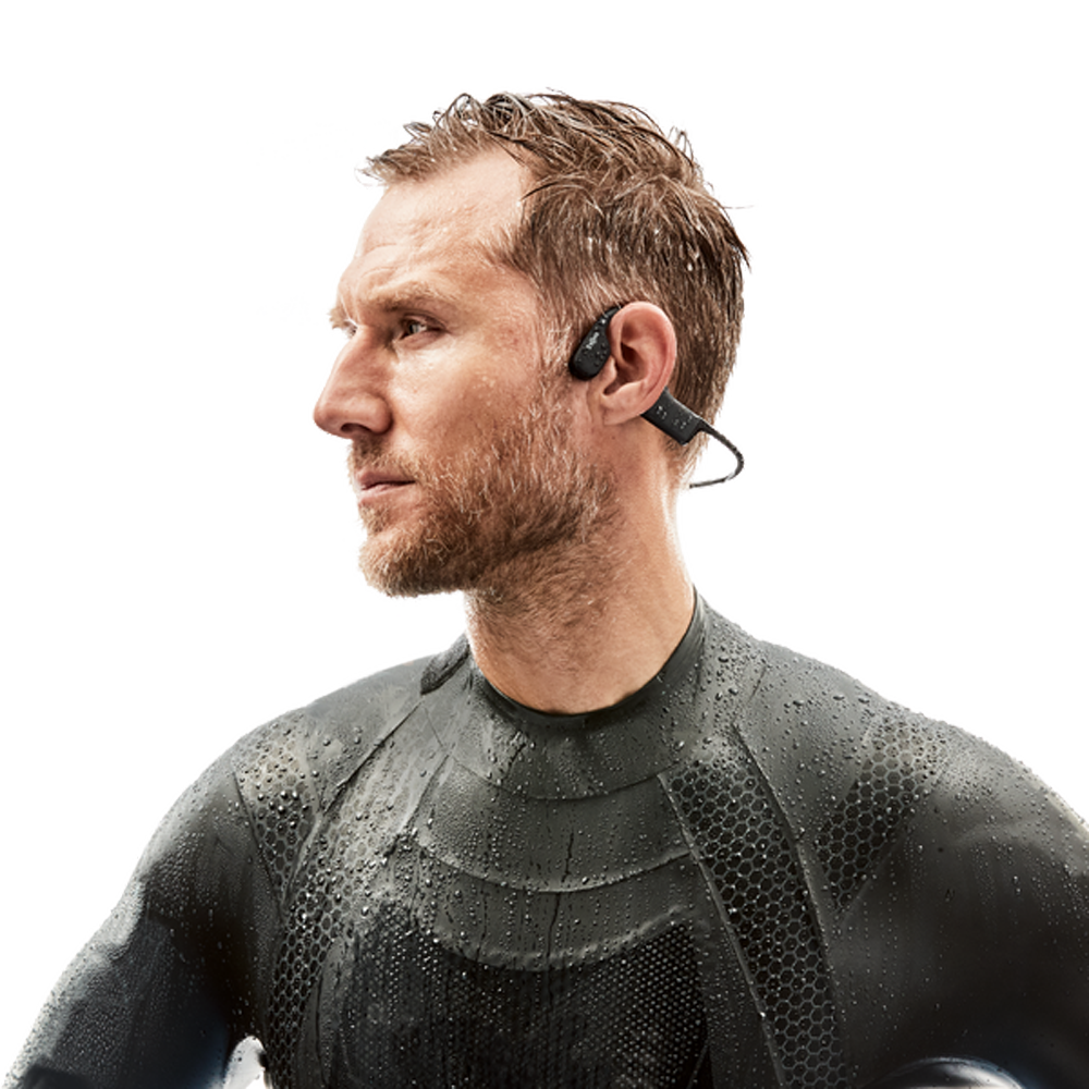 Shokz OpenSwim Wireless Waterproof OpenEar MP3 Bone Conduction Headphones- Black