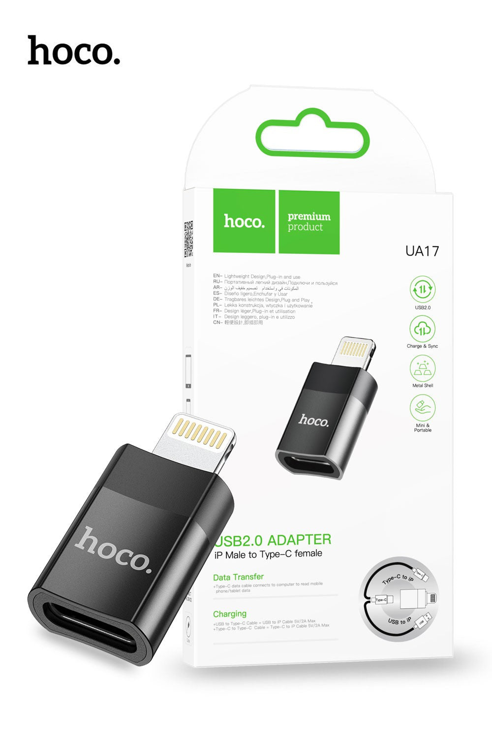 Hoco UA17 Lightning to USB-C OTG adapter